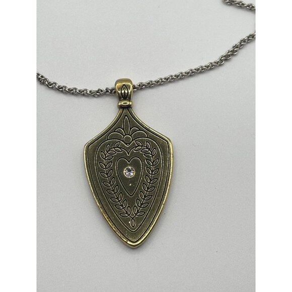 Brighton Medaille Crest Shield Reversible Necklace Gold & Silver Color - Picture 3 of 6